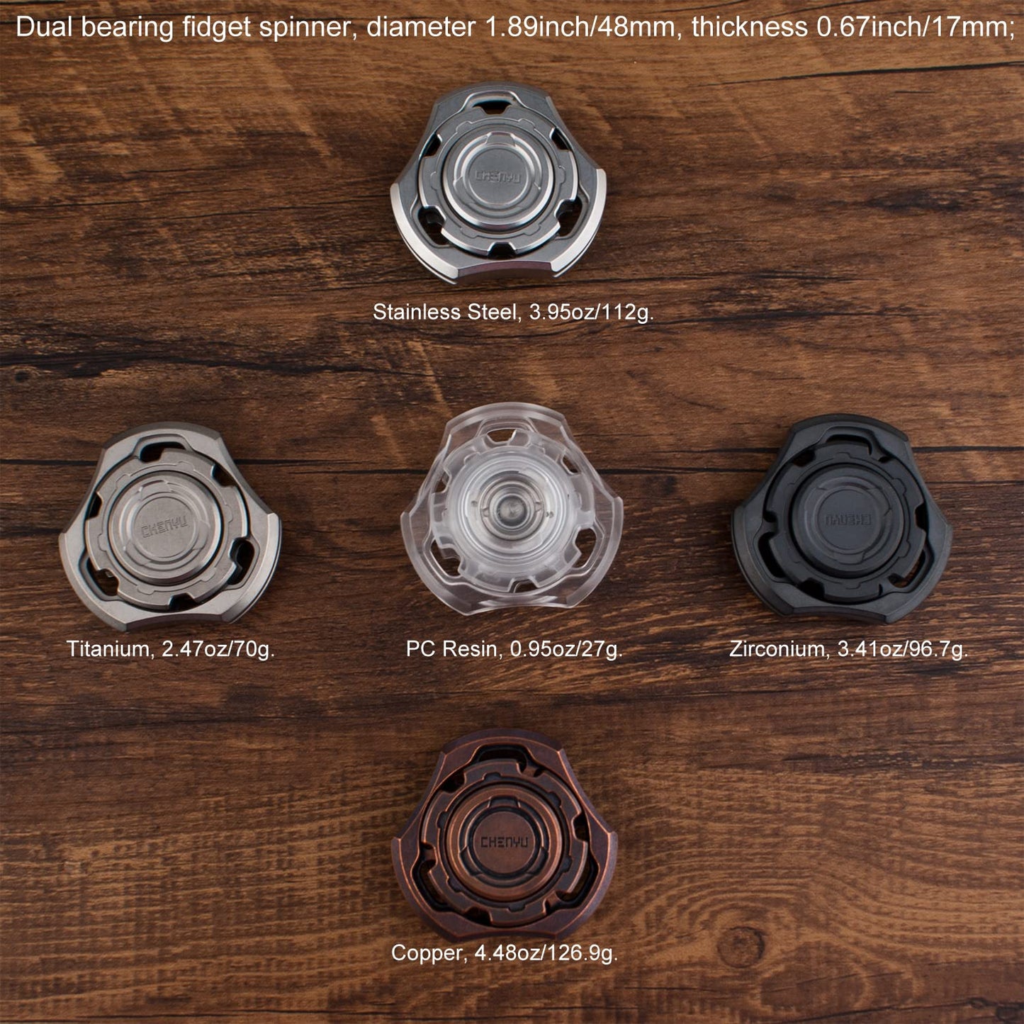 DjuiinoStar High-end Fidget Spinner, Unique Dual Bearings Design, Precisely CNC Machined (Zirconium), Premium EDC Toy DFS-03