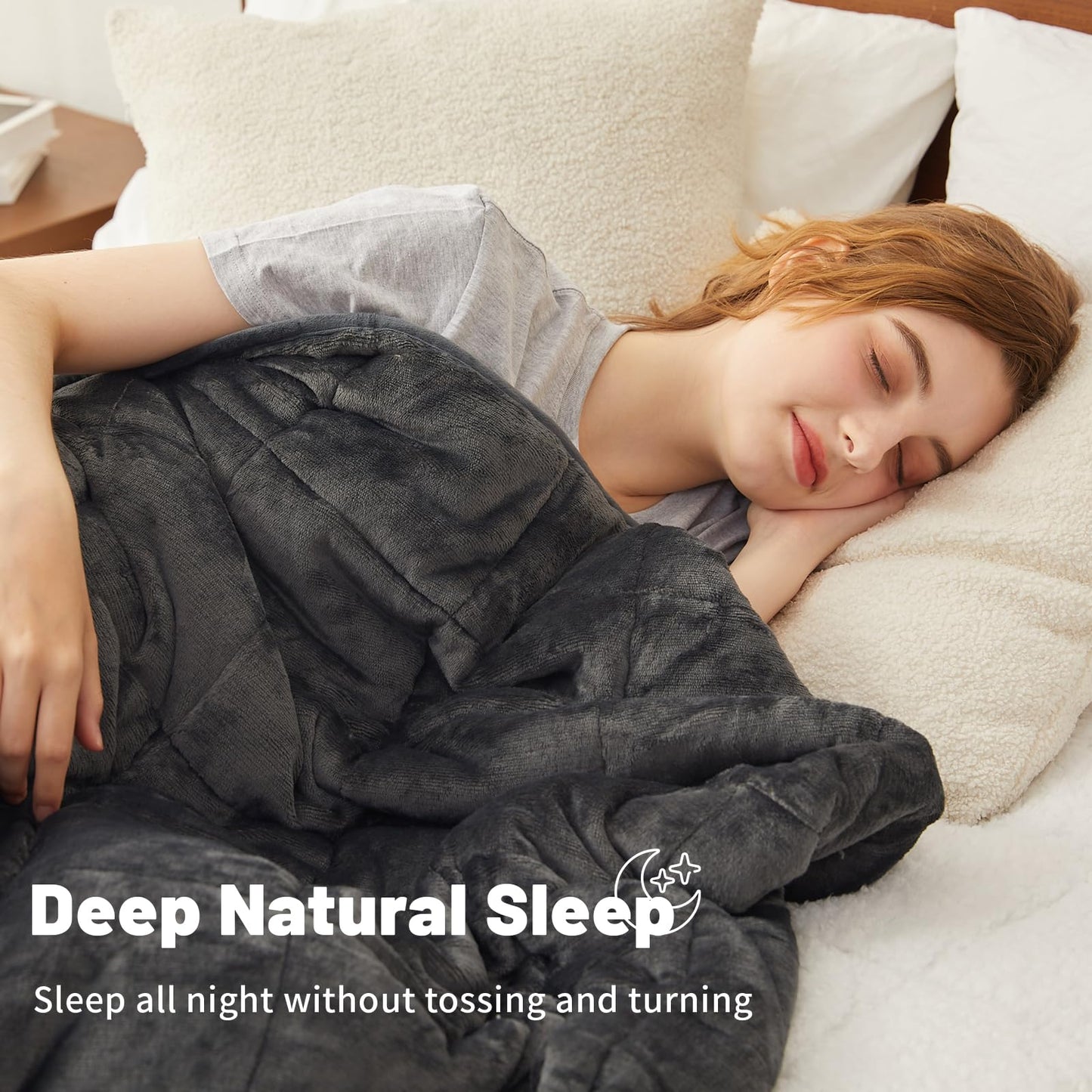 Weighted Blanket 15 lbs 60x80 inches, Sherpa Fleece Throw Blanket for Adult, Fuzzy Fluffy Soft Cozy Heavy Blanket for Couch Sofa, Plush Thick and Warm Winter Blanket Queen Size Bed