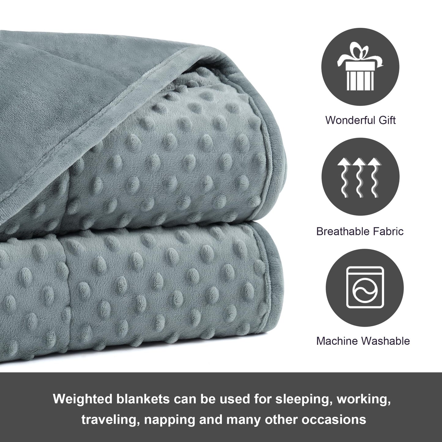 Alomidds Weighted Blanket, Luxury Velvet Weighted Blankets for Kids,Warm and Breathable Soft and Comfort Minky, Cute Heavy Blanket with Premium Glass Beads (41"x60" 7LBS, Purple)