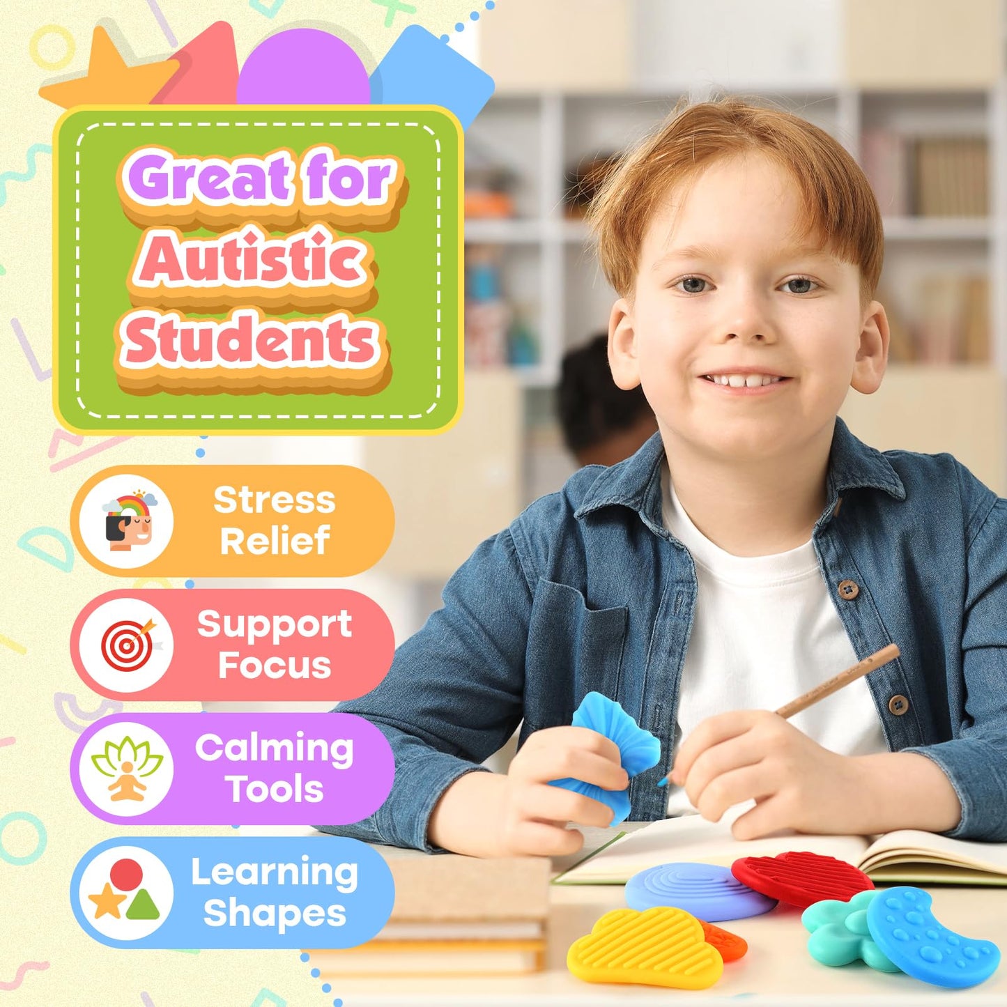 Squishy Sensory Toys for Kids Toddlers: Super Soft & Textured Sensory Fidget Toy for Autistic Children Special Needs | Stress Calming Toys for Kids | Baby Stocking Stuffers Fidget Toy for Autism, ADHD