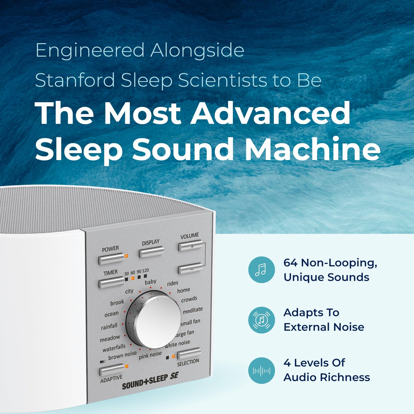 Adaptive Sound Technologies Sound + Sleep SE - White Noise Machine for Focus Support - Convenient Sleep Timer - Built-in Headphone Jack - Precision Volume Settings - Speech Privacy - White