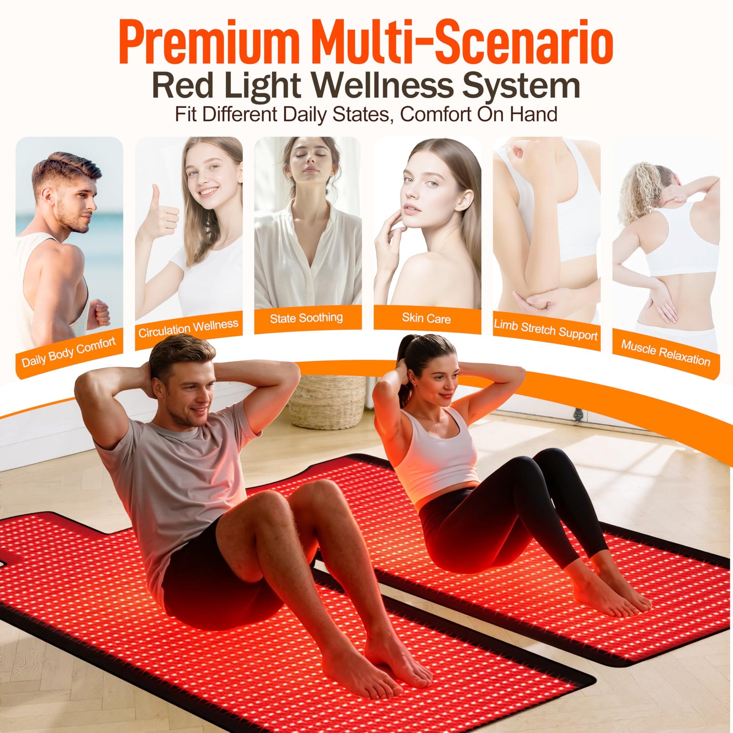 Red Light Therapy Mat for Full Body, 74.6"x33.3" Large Sleeping Bag Blanket, Infrared Light Pad, Soft Leather, Adjustable Timer, Ideal Home Gift for Men & Women Athletes, Seniors, Office Workers