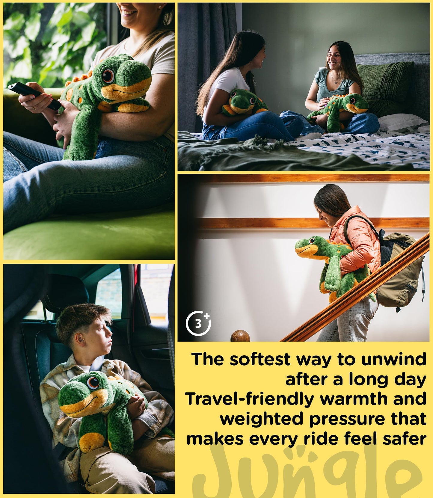 Weighted Dinosaur Stuffed Animal 5lb - Calming Plush with Removable Microwavable & Freezable Heat Pack - Unscented Sensory Toy for Kids & Adults - Soft Dino Companion for Relaxation & Comfort