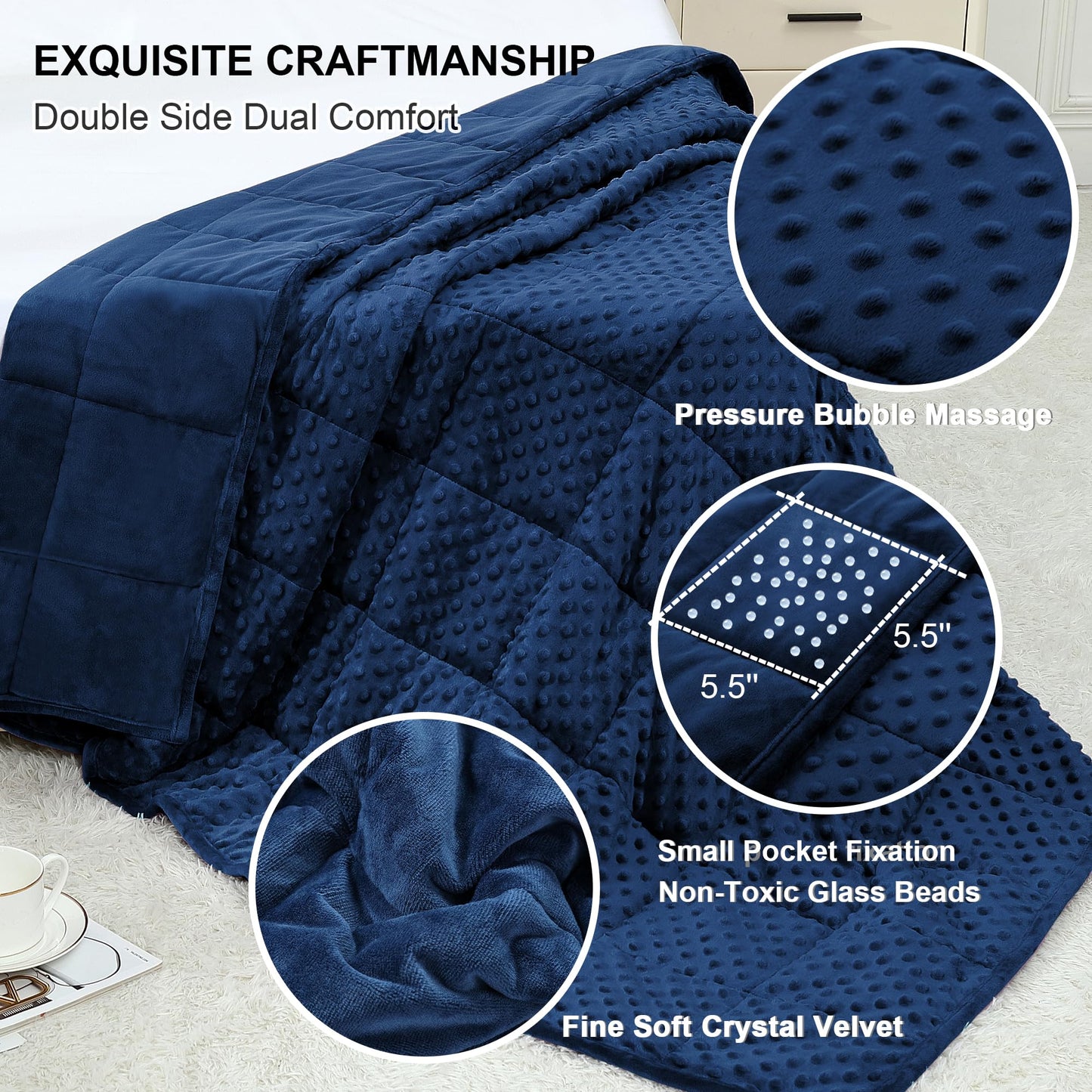 Alomidds Weighted Blanket, Luxury Velvet Weighted Blankets for Kids,Warm and Breathable Soft and Comfort Minky, Cute Heavy Blanket with Premium Glass Beads (41"x60" 7LBS, Purple)