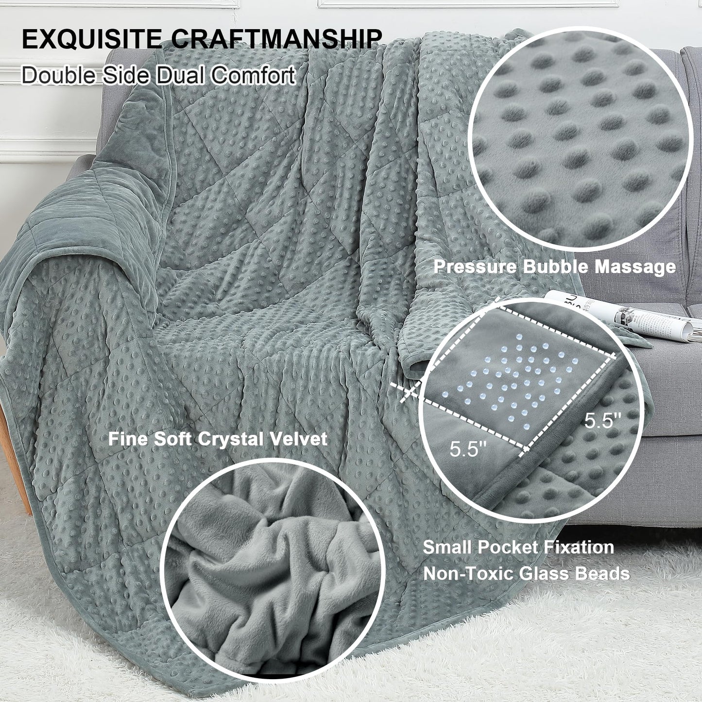 Alomidds Weighted Blanket, Luxury Velvet Weighted Blankets for Kids,Warm and Breathable Soft and Comfort Minky, Cute Heavy Blanket with Premium Glass Beads (41"x60" 7LBS, Purple)