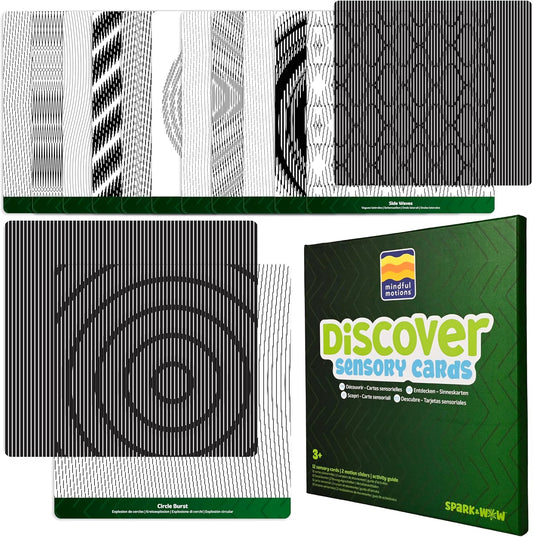 Mindful Motions Sensory Cards, Discover, 12 Dynamic Patterns and 2 Sliders | Screen-Free Visual Sensory Toys
